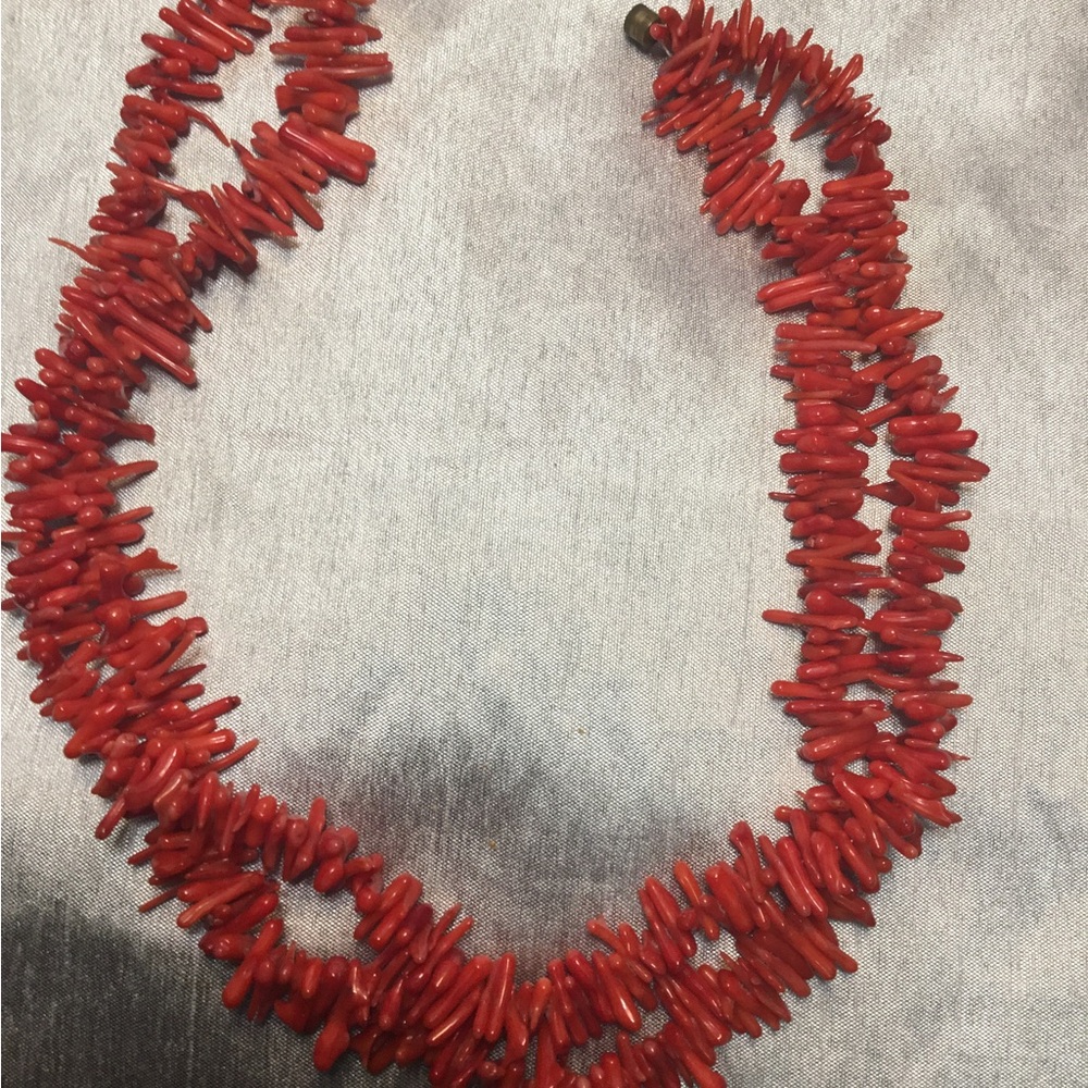 Vibrant Red Coral Necklace with Rustic Texture